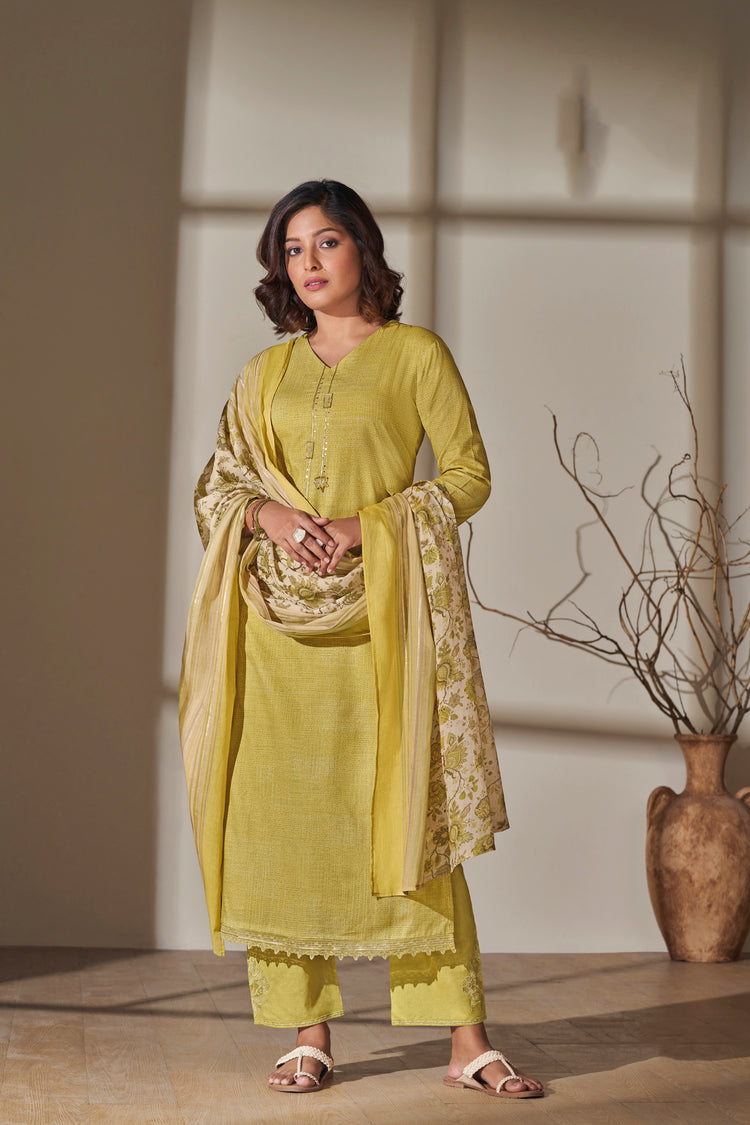 Lawn Cotton Print With Handwork Suit With Printed Malmal Cotton Dupatta Available in Minion Yellow