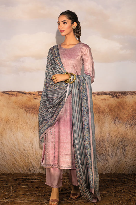 Alfi Satin Print With Handwork Suit With Prited Maya Muslin Dupatta Avaialble in Flamingo Pink